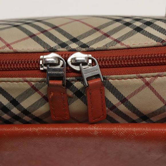 BURBERRY Nova Check Hand Bag Canvas Beige Orange Silver Auth 102116 - Picture 10 of 16